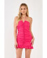 ფოტო #4 პროდუქტის Women's Ruched Halter Mini Dress