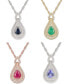 ფოტო #4 პროდუქტის Sapphire (1-1/4 ct. t.w.) & Diamond (1/4 ct. t.w.) 18" Pendant Necklace in 14k White Gold (Also available in Tanzanite, Emerald and Ruby)
