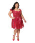 Фото #1 товара Plus Size Woven Convertible Puff Sleeve Sweetheart Fit & Flare Dress
