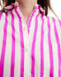 Фото #6 товара ASOS DESIGN oversized shirt in neon pink stripe