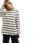 Фото #1 товара Monki oversize long sleeve t-shirt in off-white with black stripes