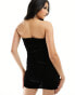 Фото #3 товара Bershka notch front strapless velvet mini dress in black