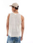 Obey open stitch knitted vest in off white