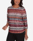 ფოტო #3 პროდუქტის Runway Ready Women's Geometric Crew Neck Top With Side Ruching