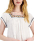 Фото #3 товара Women's Embroidered Flutter-Sleeve Top, Created for Macy's