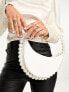 Фото #1 товара Public Desire The Angelica pearl handle round clutch bag in white croc