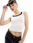 Фото #1 товара Fashionkilla pointelle contrast lace trim vest top in white