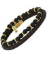 Roll-Braided Genuine Leather Bracelet, 2 Piece Set