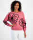 Фото #1 товара Women's 3D Floral-Trim Dolman-Sleeve Sweater