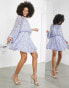 Фото #2 товара ASOS EDITION waisted blouson sleeve floral embellished mini dress in lilac