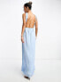 Фото #5 товара ASOS DESIGN halter neck grecian pleated skirt maxi dress in pastel blue