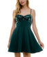 Juniors' Sweetheart-Neck Sequin Skater Dress