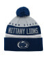 Фото #1 товара Youth Boys Navy Penn State Nittany Lions Redzone Jacquard Cuffed Knit Hat with Pom
