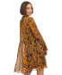 Women's Printed Tie-Neck Long-Sleeve Chiffon Dress Pecan Mult, 14 - фото #2