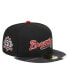 ფოტო #1 პროდუქტის Men's Black Atlanta Braves Metallic Camo 59FIFTY Fitted Hat