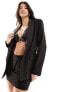 Фото #1 товара Kaiia cinched waist diamante padlock blazer co-ord in black