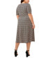 Фото #2 товара Plus Size Printed V-Neck Elbow-Sleeve Midi Dress