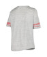 Фото #2 товара Women's Heather Gray Distressed Wisconsin Badgers Plus Size Striped Lace-Up T-shirt