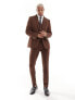 Фото #5 товара ASOS DESIGN wedding skinny wool mix suit jacket in brown basketweave texture