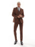 ASOS DESIGN wedding skinny wool mix suit jacket in brown basketweave texture