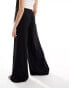 ASOS DESIGN Tall pleated palazzo wide leg trouser with linen in black Черный, 38 - фото #2