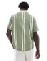 River Island revere collar shirt in green stripe grün, S - Chest 35-37 - фото #3