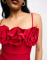Фото #6 товара True Violet sleek mini dress with ruffle detail in red