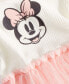 ფოტო #3 პროდუქტის Baby Girls Minnie Mouse Ribbed Bodysuit Tulle Dress & Headband, 2 Piece Set