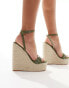 Simmi London Jamaica high espadrille wedges with eyelet buckle detail in khaki