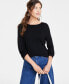 ფოტო #1 პროდუქტის Women's Bow-Back Metallic-Knit Sweater, Created for Macy's