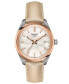 ფოტო #1 პროდუქტის Unisex Swiss PR 100 Cream Leather Strap Watch 34mm