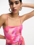 Vila cami midaxi dress in pink abstract print