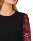 Фото #3 товара Women's Floral Printed Mixed Media with Tie Sleeves Blouse