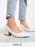 Фото #1 товара ASOS DESIGN Wide Fit Saint block mid heeled shoes in off white croc