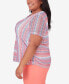 ფოტო #3 პროდუქტის Plus Size Neptune Beach Textured Stripe Top with Side Ruching