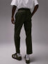 Topman premium tapered wool mix elasticated waist trouser in khaki