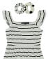 ფოტო #3 პროდუქტის Big Girls Cardigan Layered Dress and Scrunchies Set