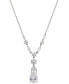 Rhodium-Plated Pear-Shape Cubic Zirconia Lariat Necklace, 16" + 2" extender, Created for Macy's