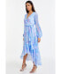 ფოტო #2 პროდუქტის Women's Chiffon Water Color Long Sleeve Maxi Dress