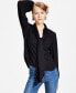 Фото #3 товара Women's Tie Neck Cinched Sleeve Blouse, Created for Macy's