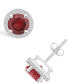 ფოტო #1 პროდუქტის Garnet (2-1/5 ct. t.w.) and Lab Grown Sapphire (1/5 ct. t.w.) Halo Studs in 10K White Gold