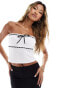 Фото #1 товара ASOS DESIGN bardot top with ribbon detail in white