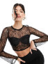 Фото #1 товара Simmi lace flared sleeve top co-ord in black