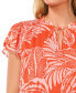 Women's Tropical-Print Tie-Neck Flutter-Sleeve Blouse