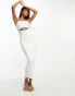 Фото #8 товара ASOS DESIGN knitted bandeau midi dress with cut out front in textured stitch in white