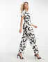 Фото #2 товара Vero Moda wide leg jumpsuit in mono abstract print