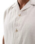 Jack & Jones linen shirt with revere collar in beige