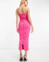 Vesper bandeau plunge neck zip back maxi dress in pink