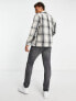 Фото #7 товара Hollister splice check lightweight flannel shirt in navy/cream