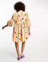 Y.A.S trapeze smock mini dress in spot print